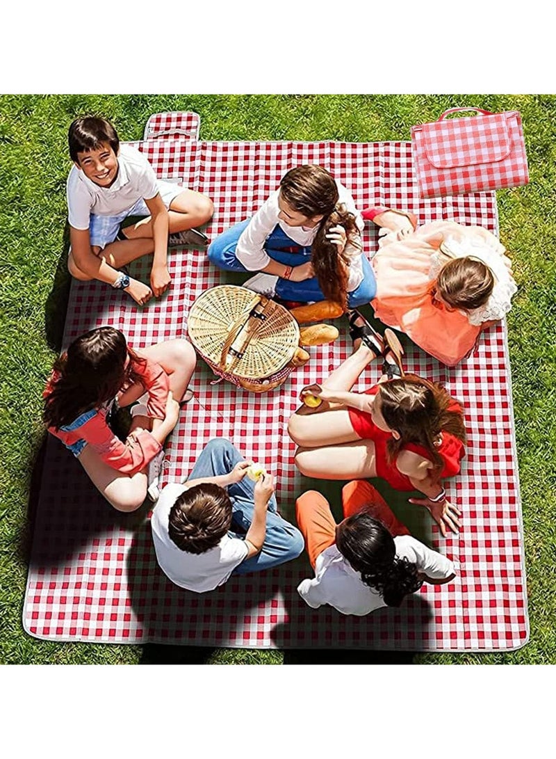 SRLIWHITE Extra Large Family Picnic,2m*2m Outdoor Beach Blanket, Portable Foldable Picnic Blankets Waterproof Sandproof with Tote, Picnic Mat (Red) - Image 2