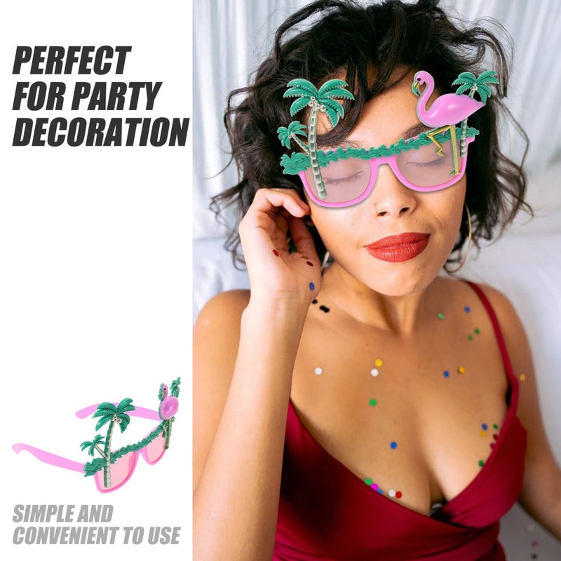BESTOYARD 2pcs Tools Rimless Glasses Clear Glasses Hawaiian Party Glasses Hawaiian Party Sunglasses Fashion Glasses Flamingo Party Eyeglasses Hawaiian Party Eyewear Funny Glasses Makeup - Image 3