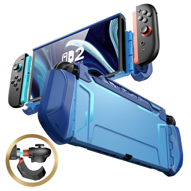 Mumba Dockable Case for Nintendo Switch 2 [2025 Blade Series] TPU Switch 2 Grip Protective Cover, Ergonomic Accessories for Console with Quick-Release Design for Switch 2 Joy Con Controllers (Blue) - Image 1
