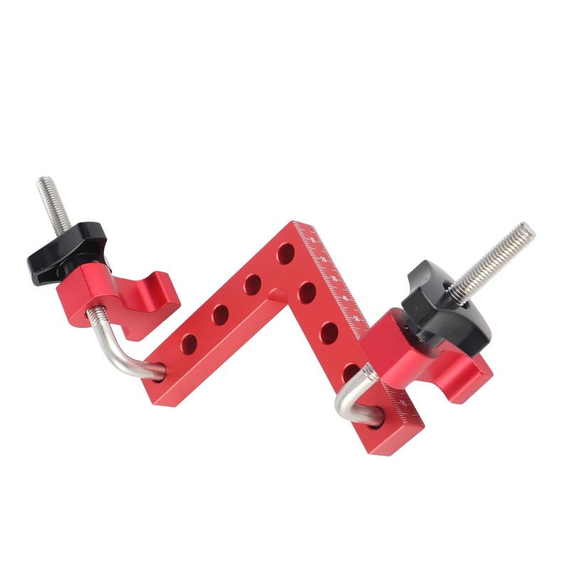 90 Degree Positioning Square Right Angle Fixture Woodworking Tool Aluminum Alloy Right Angle Clamp for Woodworking Projects Boxes Photo Frames 2 Sets with Blocks Screw Rods Handles (160mm) - Image 4