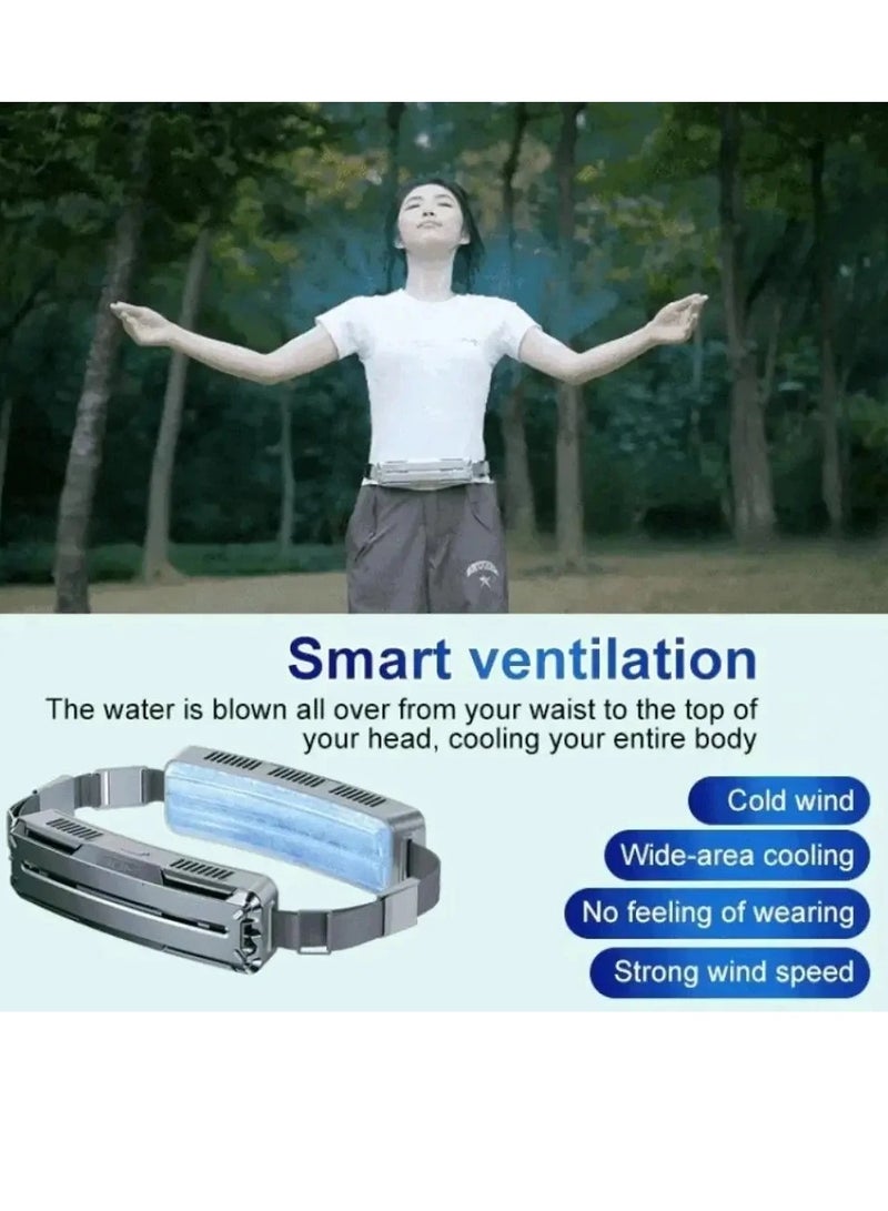 AROAQ Wearable Waist Fan, Large Air Volume Portable Belt Fan, Fast Charging Strong Wind Power Full Body Cooling Fan, Rechargeable Mini Fan Air Conditioner For Outdoor Work Sports, (Silver) - Image 5