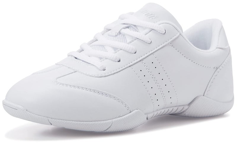 BAXINIER Youth Girls White Cheerleading Dancing Shoes Athletic Training Tennis Walking Breathable Competition Cheer Sneakers White 10 Toddler - Image 2