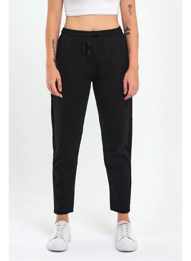 Mmetalic Women's Black Classic Sweatpants with Pockets