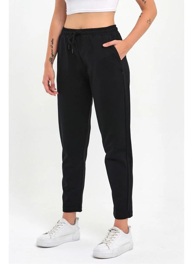 Mmetalic  Women's Black Classic Sweatpants with Pockets for Women | Best Price UAE