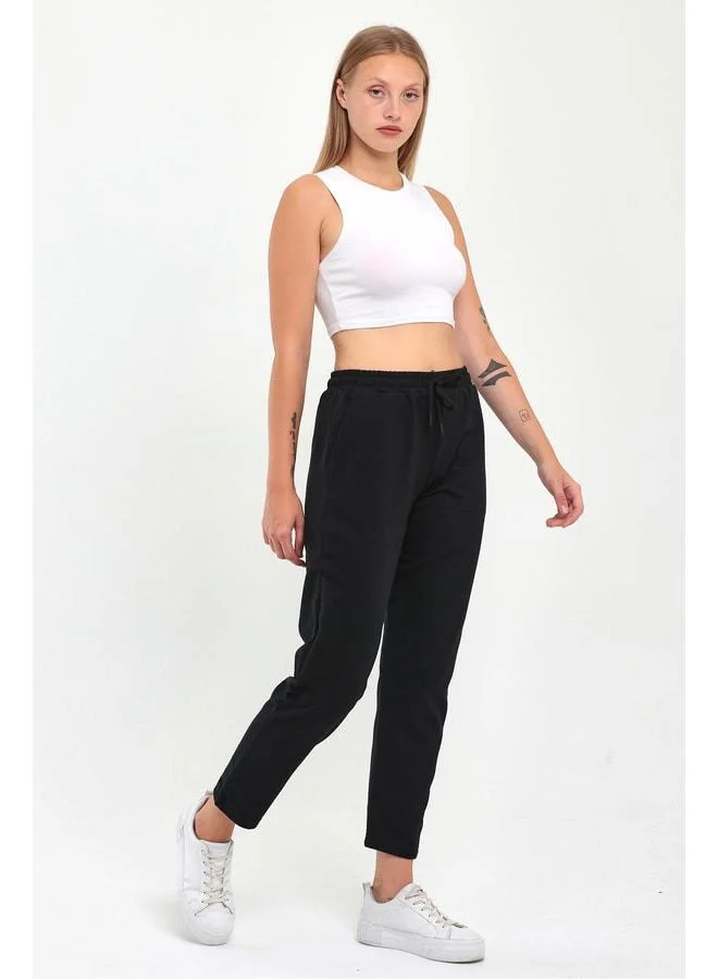 Mmetalic Women's Black Classic Sweatpants with Pockets