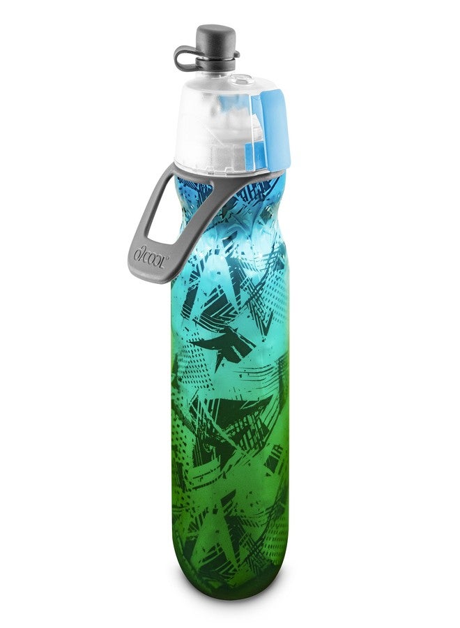 أو2 كول زجاجة مياه O2COOL Mist 'N Sip 2 في 1 للرش والترطيب مع فوهة علوية مانعة للتسرب، زجاجة مياه رياضية قابلة لإعادة الاستخدام - 20 أونصة (أخضر أومبري بريزم) - Image 1