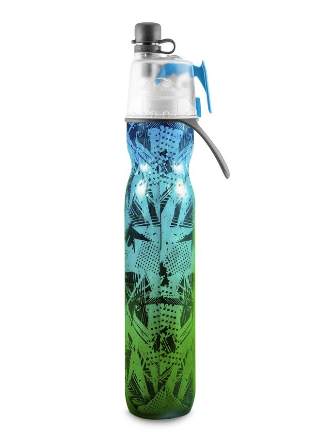 أو2 كول زجاجة مياه O2COOL Mist 'N Sip 2 في 1 للرش والترطيب مع فوهة علوية مانعة للتسرب، زجاجة مياه رياضية قابلة لإعادة الاستخدام - 20 أونصة (أخضر أومبري بريزم) - Image 2