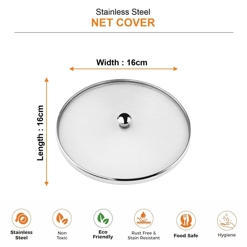 Prabha Prabha Stainless Steel Net Cover 16cm Ultimate Protection for Home Kitchen Easy Installation Food cover vegitable cover sweet cover milk cover fruit cover with knob milk jali  - Image 3