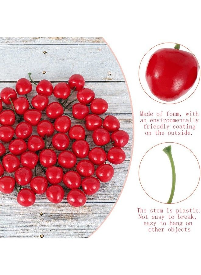 TRLREQ Pack Of 25 Decorative Fruit Cherries Artificial Lifelike Simulation Cherriescherry Fake Fruit Model For Party Decor Home Kitchen Cabinet Photography Prop  - Image 4