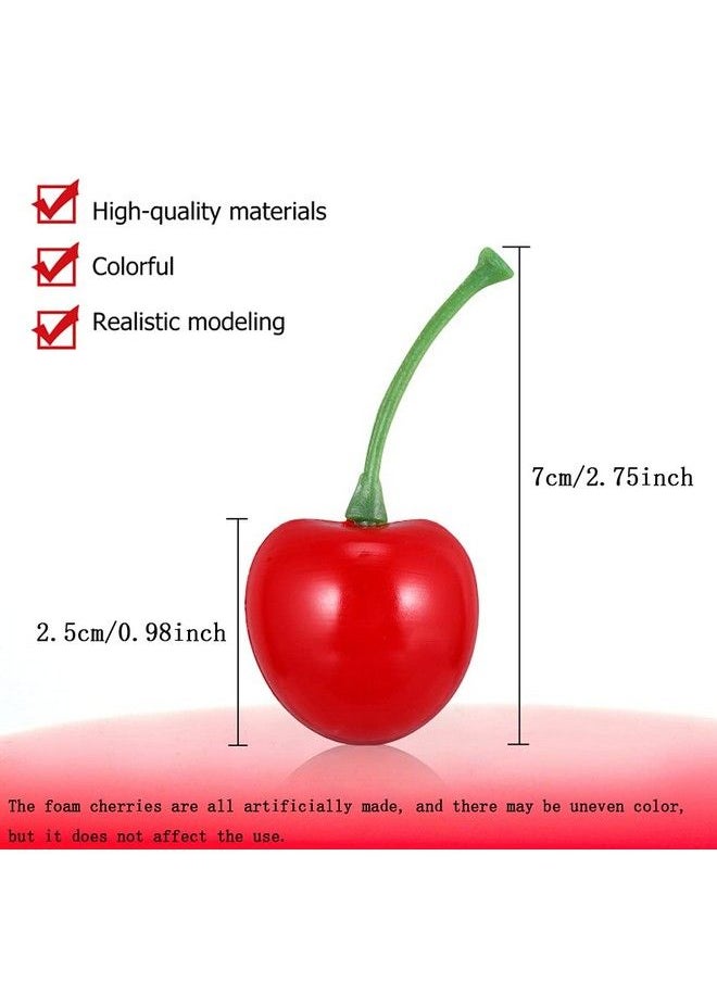 TRLREQ Pack Of 25 Decorative Fruit Cherries Artificial Lifelike Simulation Cherriescherry Fake Fruit Model For Party Decor Home Kitchen Cabinet Photography Prop  - Image 3