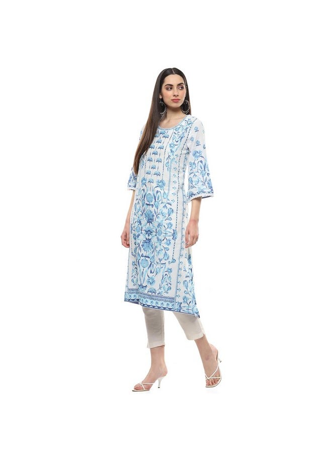 Biba - BIBA Women Printed Straight Kurta Mix and Match(Summer Staples COLLECTION20261_White_38) - Image 1