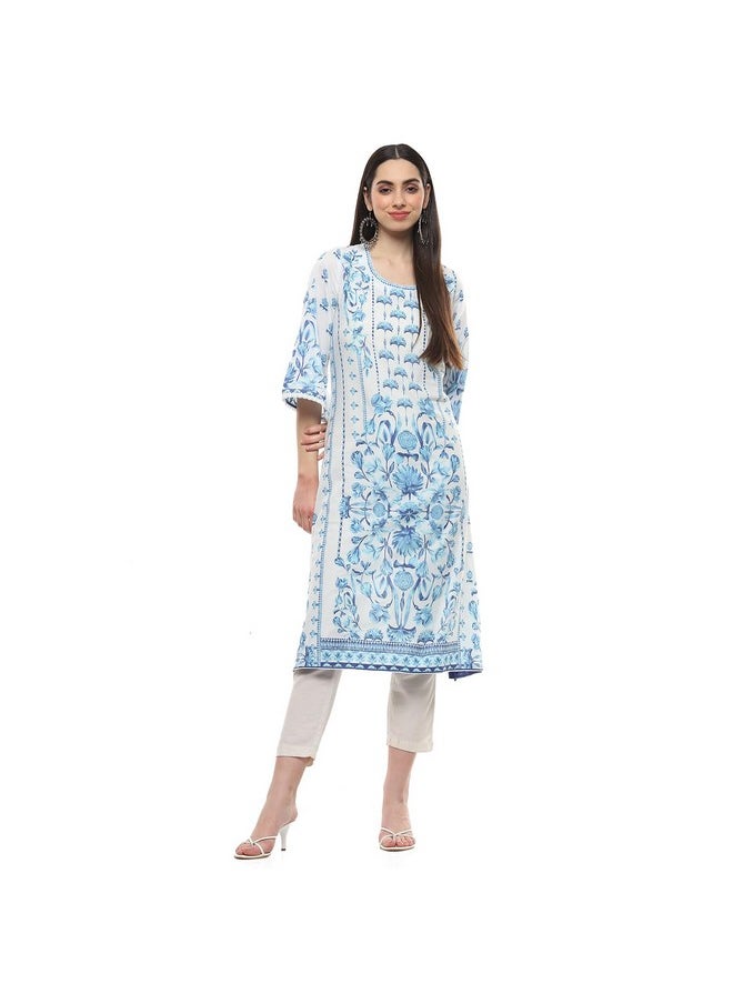 Biba - BIBA Women Printed Straight Kurta Mix and Match(Summer Staples COLLECTION20261_White_38) - Image 1