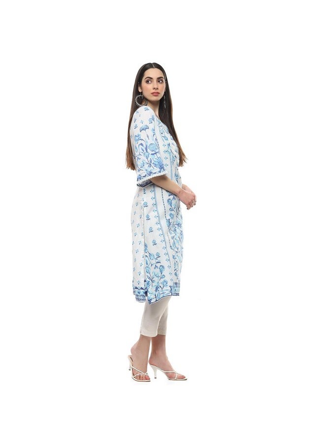 Biba - BIBA Women Printed Straight Kurta Mix and Match(Summer Staples COLLECTION20261_White_38) - Image 1