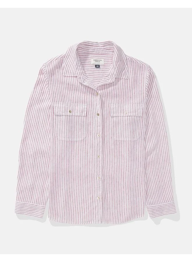 امريكان ايجل AE Weekend Vibes Long-Sleeve Button-Up Shirt