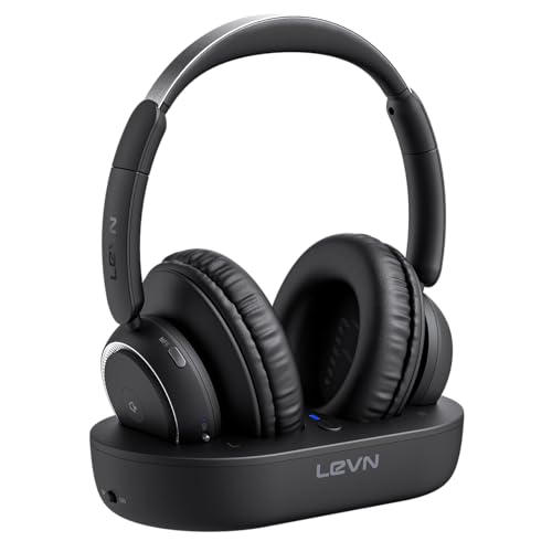 LEVN Wireless Headphones for TV Watching, TV Headphones Wireless for Seniors with Transmitter Charging Base, Hearing-impaired, No Audio Delay Blutooth 5.2, Plug and Play, Gifts for Elderly - Image 1