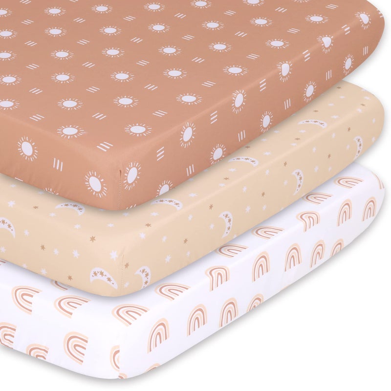 The Peanutshell 3Pack Fitted Playard Sheets  Soft  Breathable Baby Boy or Girl Mini Crib Sheets Pack N Play Mattress Fits Standard Playard Pack Play Mattresses  Boho