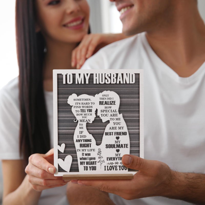 ARTINAEL To My Husband Plaque â€“ Romantic Fatherâ€™s Day Dad Gift from Wife â€“ Sentimental Wood Sign for Anniversary, Birthday, Valentineâ€™s Day, or Just Because â€“ Rustic Love Keepsake for Him - Image 3