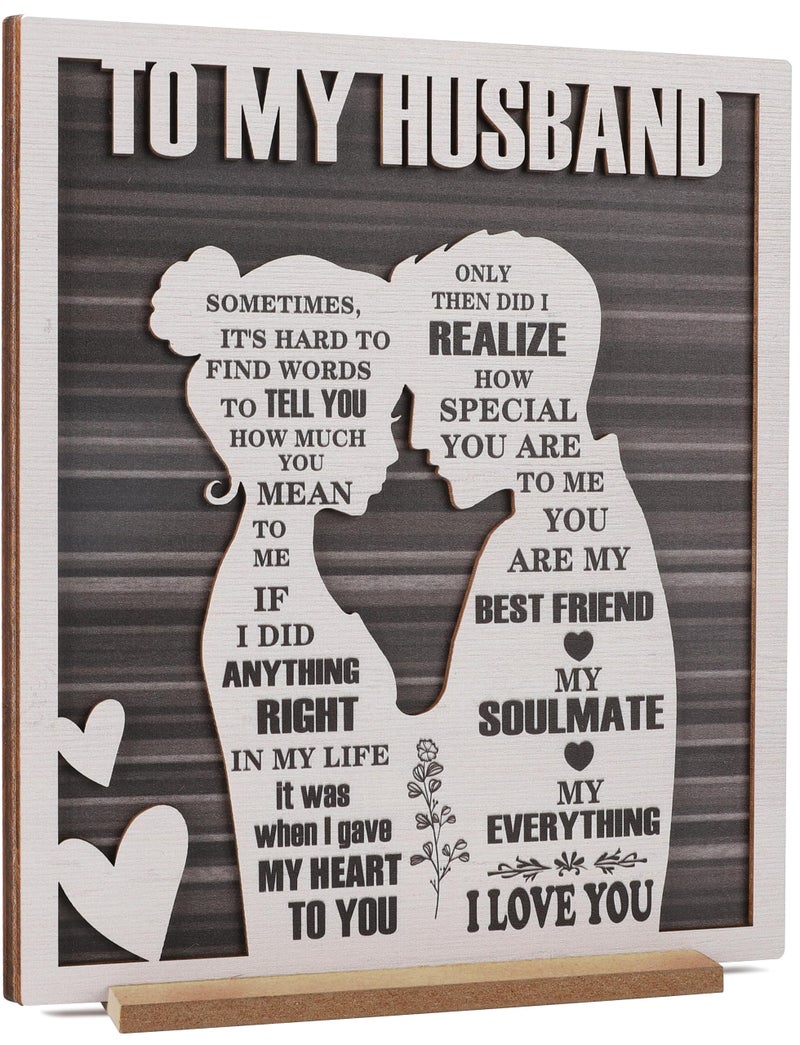ARTINAEL To My Husband Plaque â€“ Romantic Fatherâ€™s Day Dad Gift from Wife â€“ Sentimental Wood Sign for Anniversary, Birthday, Valentineâ€™s Day, or Just Because â€“ Rustic Love Keepsake for Him - Image 1