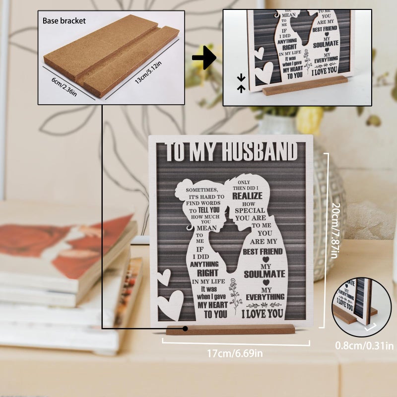 ARTINAEL To My Husband Plaque â€“ Romantic Fatherâ€™s Day Dad Gift from Wife â€“ Sentimental Wood Sign for Anniversary, Birthday, Valentineâ€™s Day, or Just Because â€“ Rustic Love Keepsake for Him - Image 4