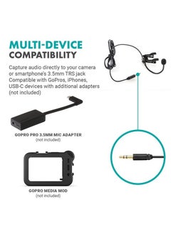 ACM400 Flexible Gooseneck Omnidirectional Microphone for Motovlogging Moto Vlog Action Cam Helmet Mic - Clip on Microphone for Motorcycle Vloggers - Compatible with GoPro Media Mod