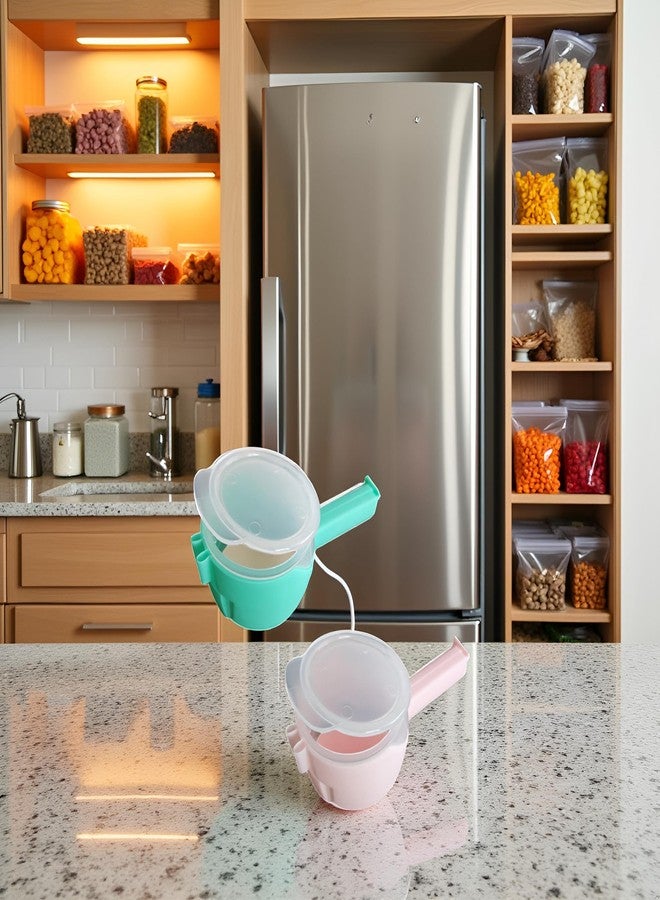 GANPUB 2 Pcs Green and Pink Bag Clips with Pour Spout, Food Storage Clips for Sealing and Easy Tilting and Pouring Kitchen Storage and Organization Accessories - Image 5