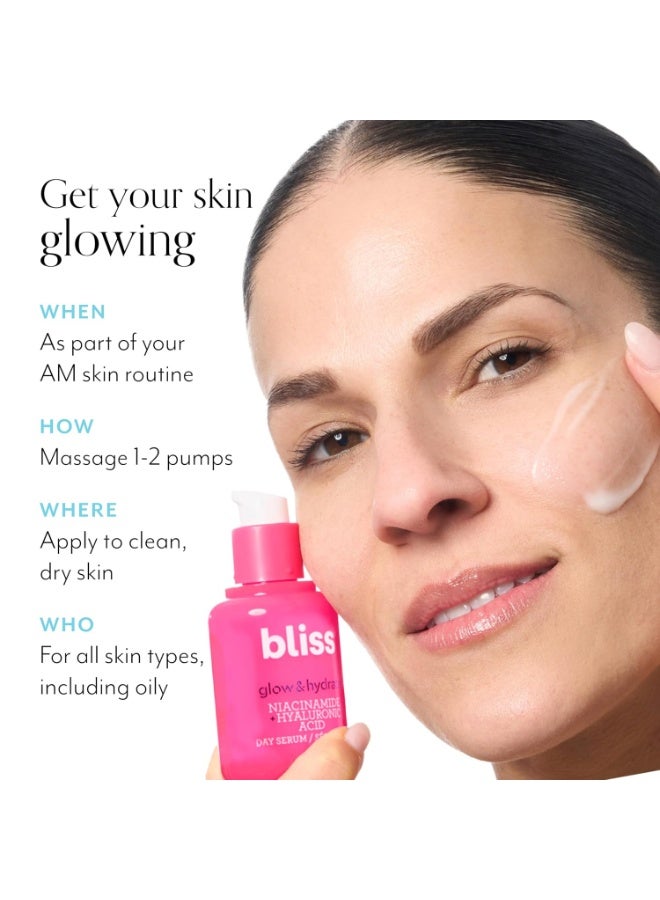 BLISS Bliss Glow & Hydrate Serum | Niacinamide + Hyaluronic Acid | Improves Dullness, Hydrates, Replenishes, & Defends Skin | Lightweight & Clean | Vegan & Cruelty-Free | 1 Fl Oz - Image 3