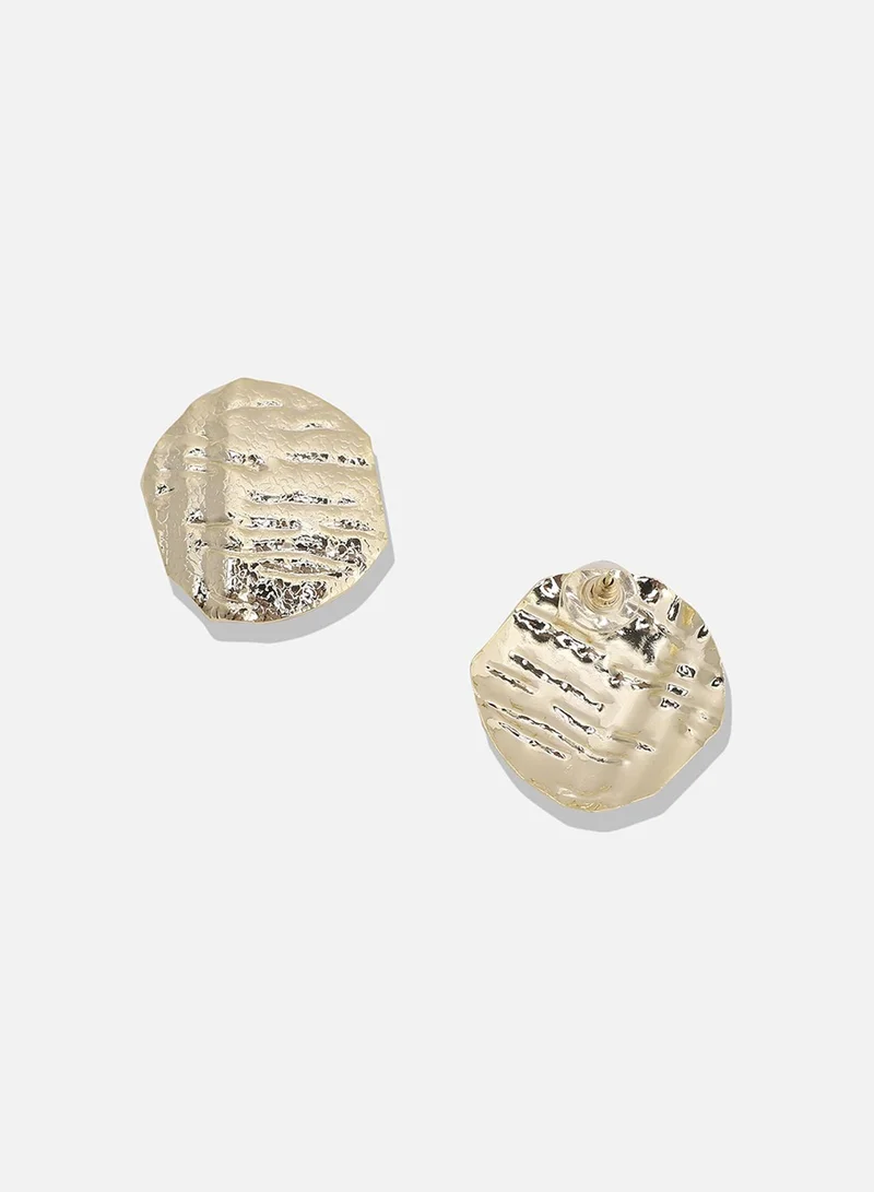 SOHI Dented Textured Circular Artificial Stud Earring Jewellery