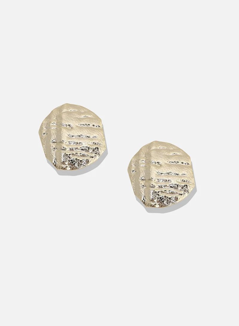 SOHI Dented Textured Circular Artificial Stud Earring Jewellery
