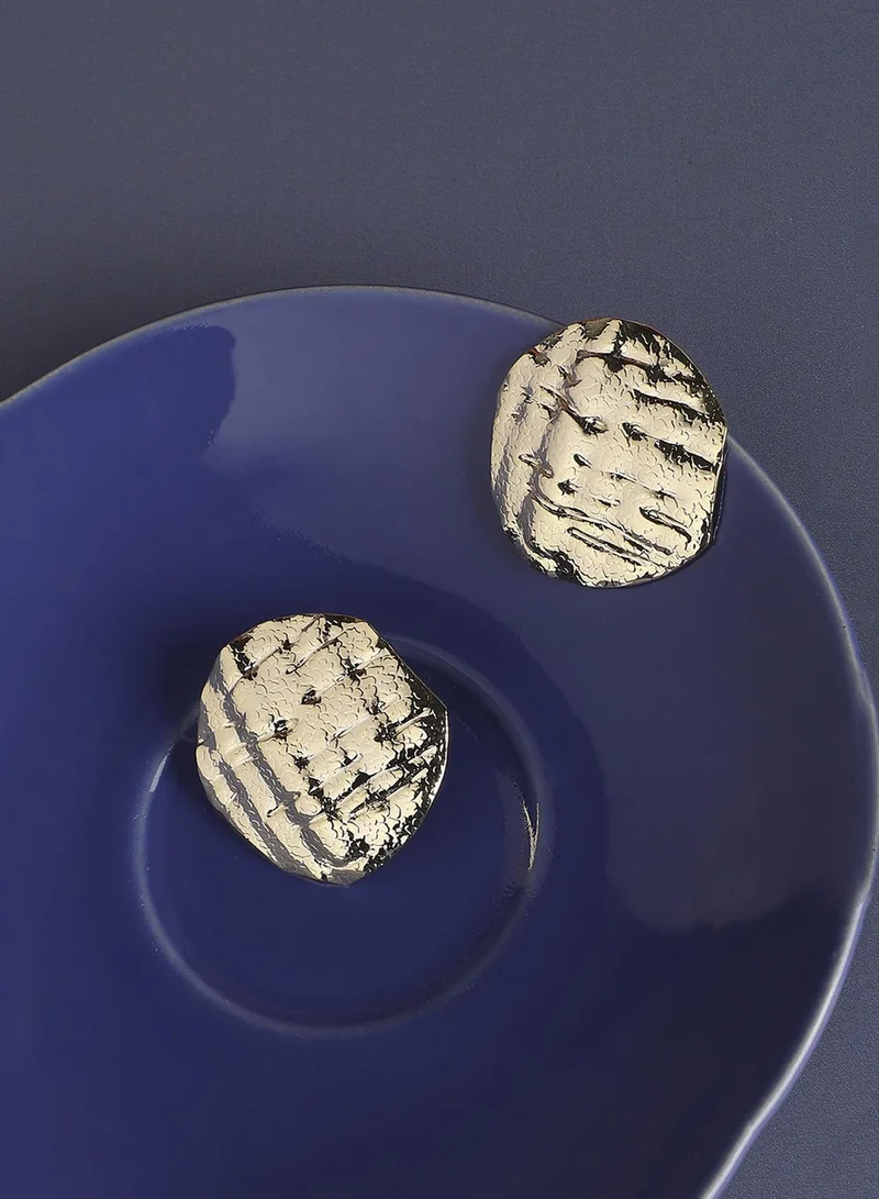 SOHI Dented Textured Circular Artificial Stud Earring Jewellery