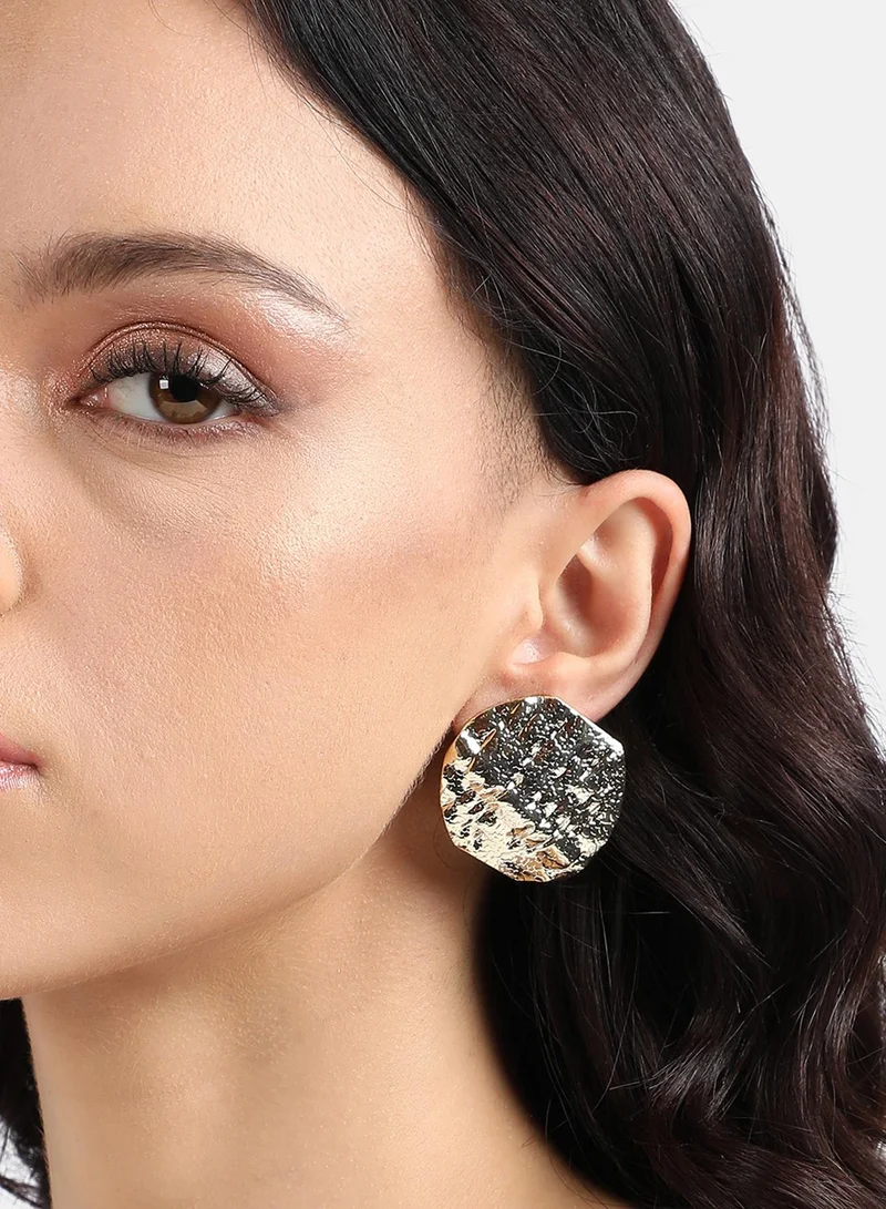 SOHI Dented Textured Circular Artificial Stud Earring Jewellery