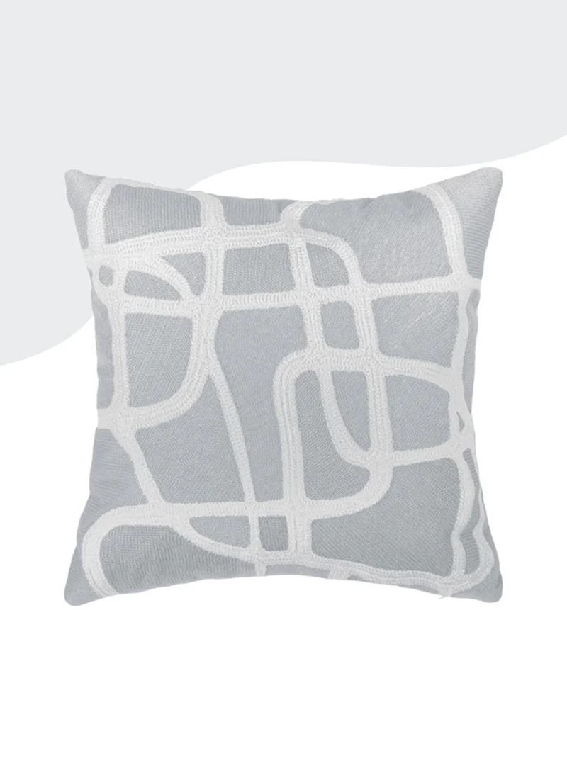 دوناتيلا غطاء وسادة مطرزة الزخرفة رمادي/أبيض 45 × 45 سم (بدون حشو)