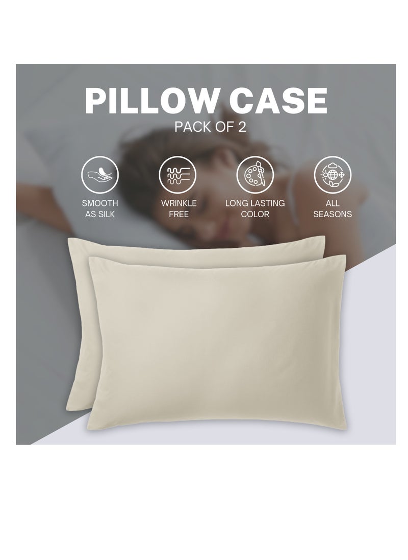 Infinitee Xclusives Premium Beige King Pillow Cases - 2 Piece Set Pillow Cover - Soft Brushed Microfiber Fabric - Pillow Case Standard Size (20x40 Inches) by Infinitee Xclusives  - Image 5