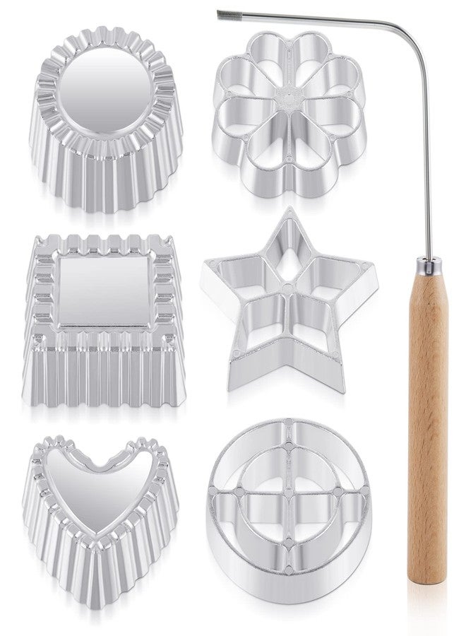 Achouray 7 Pieces Rosettes Timbale Set, Rosette Iron Set with Handle, Lotus Flower Bunuelos Cookie Mold, Funnel Cake Maker Kit - Image 1