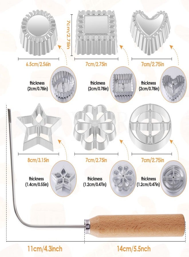 Achouray 7 Pieces Rosettes Timbale Set, Rosette Iron Set with Handle, Lotus Flower Bunuelos Cookie Mold, Funnel Cake Maker Kit - Image 2