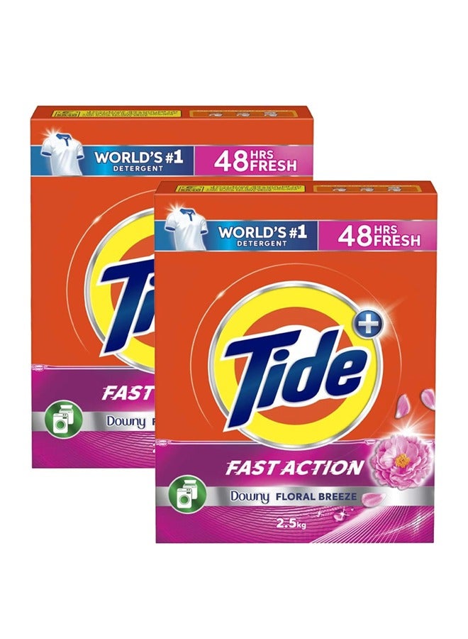 Tide Fast Action Downy Floral Breeze Washing Powder 2 x 2.5 kg - Image 1