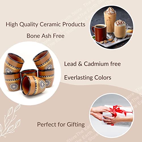 RAINCART Traditional Warli Painting Terracotta Kullad Tea Cups, Kulhad chai Cups, Set of 6 Pieces,. 220 ml, Assorted Design - Image 3