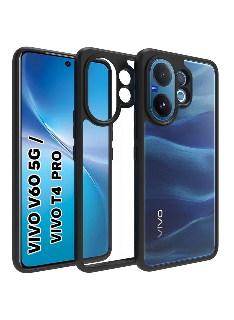 Case for Vivo V60 / Vivo T4 Pro 5G Shockproof Crystal Clear Hard Back Cover Anti-Yellowing Case 360 Degree Protection TPU Bumper Transparent Back Cover Case for vivo V60 - Image 1