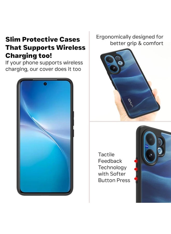 Case for Vivo V60 / Vivo T4 Pro 5G Shockproof Crystal Clear Hard Back Cover Anti-Yellowing Case 360 Degree Protection TPU Bumper Transparent Back Cover Case for vivo V60 - Image 3