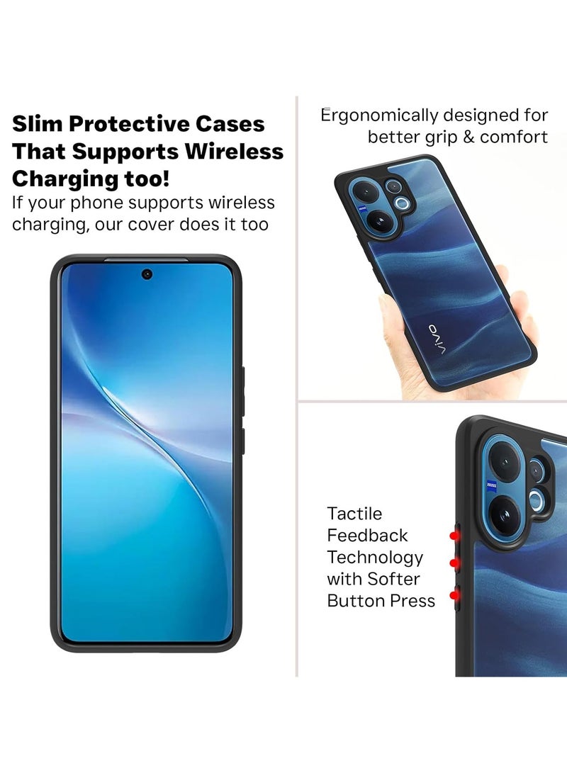 Case for Vivo V60 / Vivo T4 Pro 5G Shockproof Crystal Clear Hard Back Cover Anti-Yellowing Case 360 Degree Protection TPU Bumper Transparent Back Cover Case for vivo V60 - Image 4
