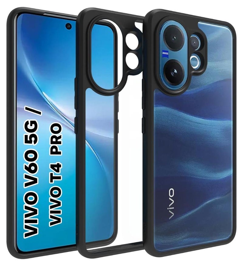 Case for Vivo V60 / Vivo T4 Pro 5G Shockproof Crystal Clear Hard Back Cover Anti-Yellowing Case 360 Degree Protection TPU Bumper Transparent Back Cover Case for vivo V60 - Image 1