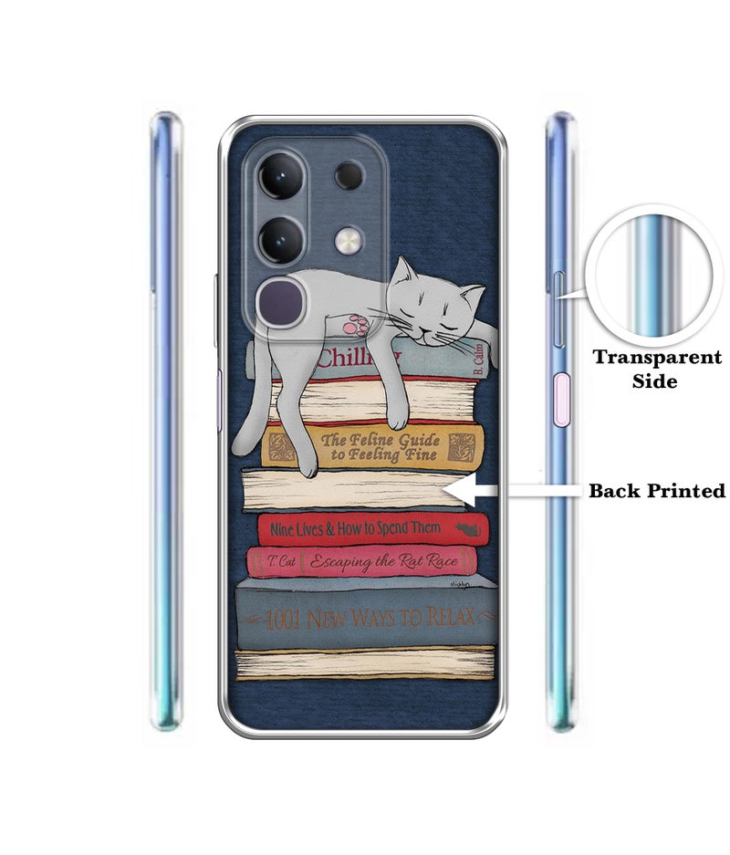 Casotec Cat Sleeping On The Books Design Printed Silicon Soft TPU Back Case Cover for Vivo T4x 5G / Y29 4G / Y31 Pro 5G / iQOO Z10x 5G - Image 2