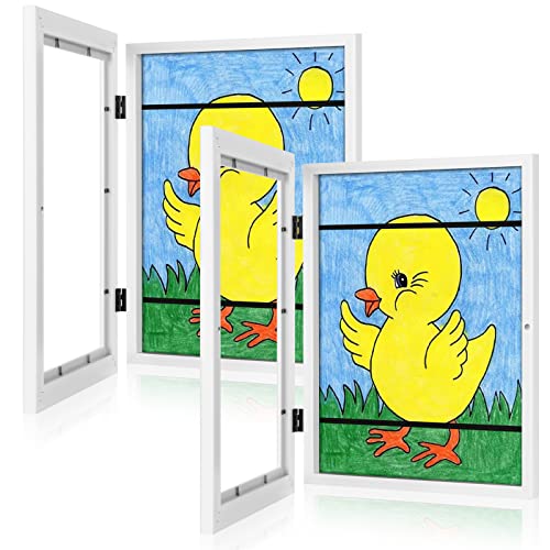 GULETHUN [2-Pack] Kids Art Frames, 8.5x11 Front Opening Kids Artwork Frames Changeable, White Artwork Display Storage Frame for Wall, Holds 50 Pcs, for 3D Picture, Crafts, Hanging Art, Portfolio - Image 1
