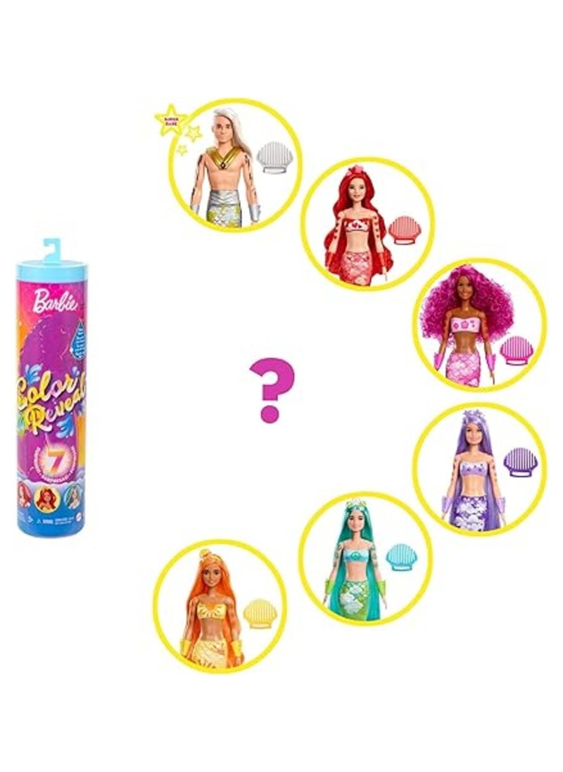 HASSM - Barbie Color Reveal Doll with 1 Pack, 7 Bags, Surprise Wig, Skirt, Shoes & Sponge - Image 1