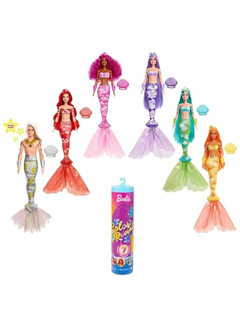 حسم دمية باربي للكشف عن الألوان مع حزمة واحدة، 7 أكياس، شعر مستعار مفاجئ، تنورة، أحذية وإسفنج - Image 2