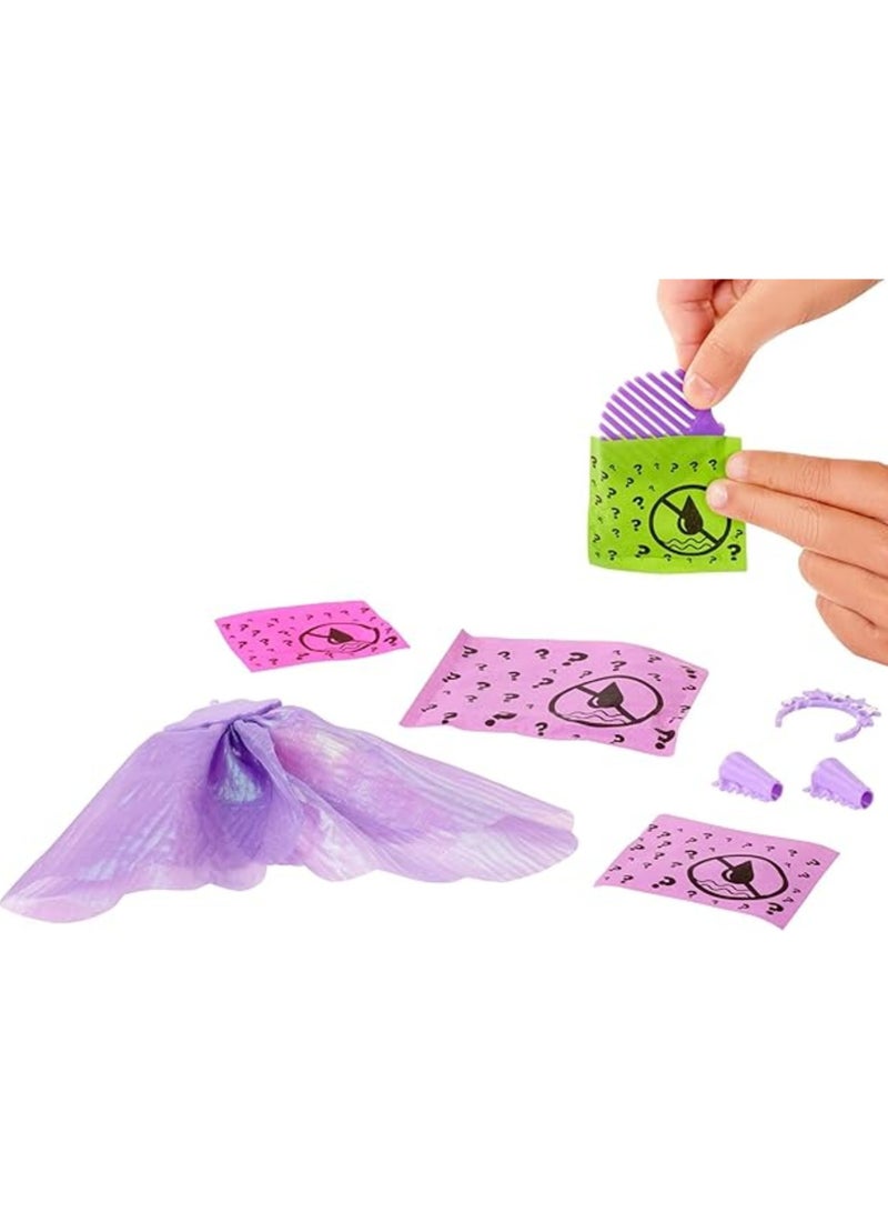 حسم دمية باربي للكشف عن الألوان مع حزمة واحدة، 7 أكياس، شعر مستعار مفاجئ، تنورة، أحذية وإسفنج - Image 4