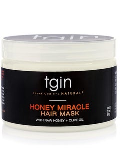 Tgin Hair Mask with Honey Miracle Conditioner with Raw Honey and Olive Oil by Teigen for Normal, Dry and Frizzy Hair, 12 oz, From Thank Good It's Natural 340g  - Image 1