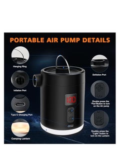 KASTWAVE 2024 Portable Air Pump with Camping Lantern, Portable Air Pump for Inflatables, Electric Air Pump, Inflator/Deflator & LED Light, Air Mattresses, air beds, Inflatable Pools, and so  - Image 3
