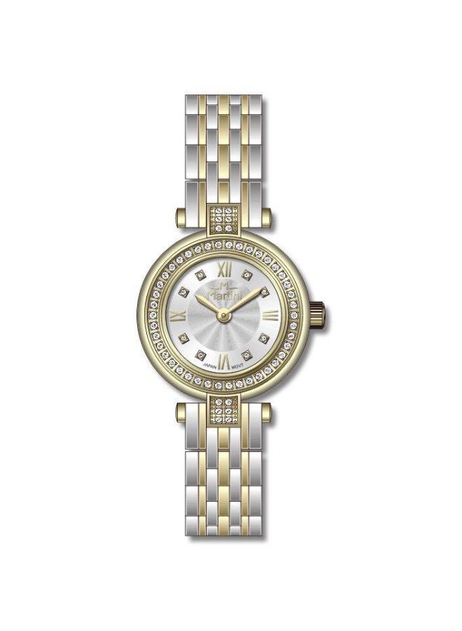 مارتيني ساعة مارتيني الأنيقة للنساء بتصميم عصري مينا فضية وسوار من الفولاذ المقاوم للصدأ مقاومة للماء مثالية للإطلالات الكاجوال والرسمية - Image 1