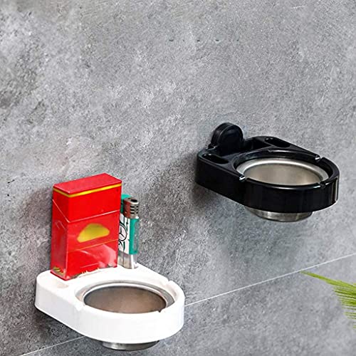 SHIDHMI Cigarette Ashtray Big Size Round Rotating Stainless Steel, Plastic Ashtray,Wall-mounted Waterproof Wall Hanging Ashtray with Suction Cup for Bathroom Toilet Home Office 2Pcs Random Color (Black&White) - Image 2