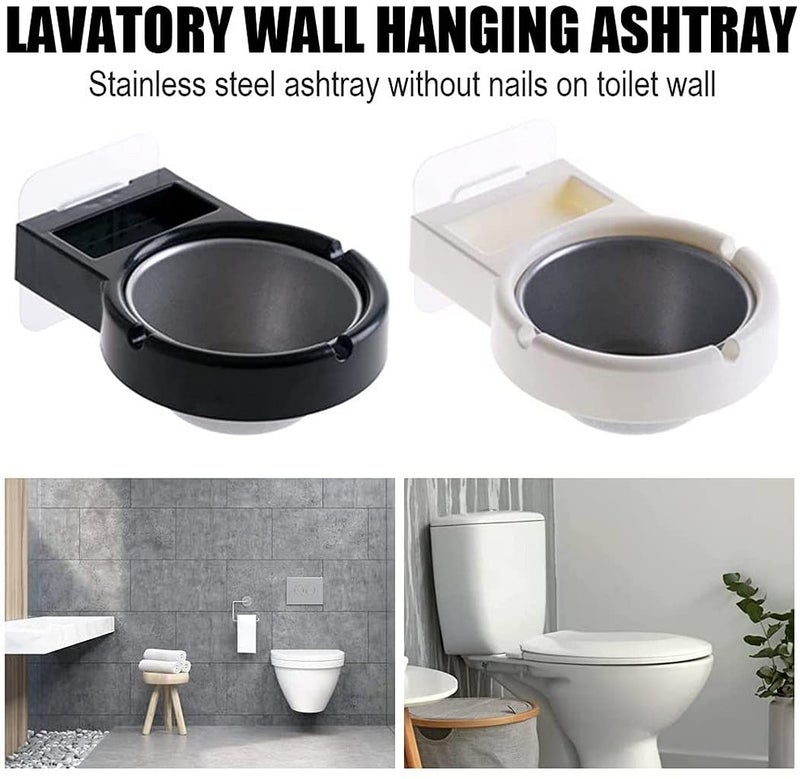 SHIDHMI Cigarette Ashtray Big Size Round Rotating Stainless Steel, Plastic Ashtray,Wall-mounted Waterproof Wall Hanging Ashtray with Suction Cup for Bathroom Toilet Home Office 2Pcs Random Color (Black&White) - Image 5